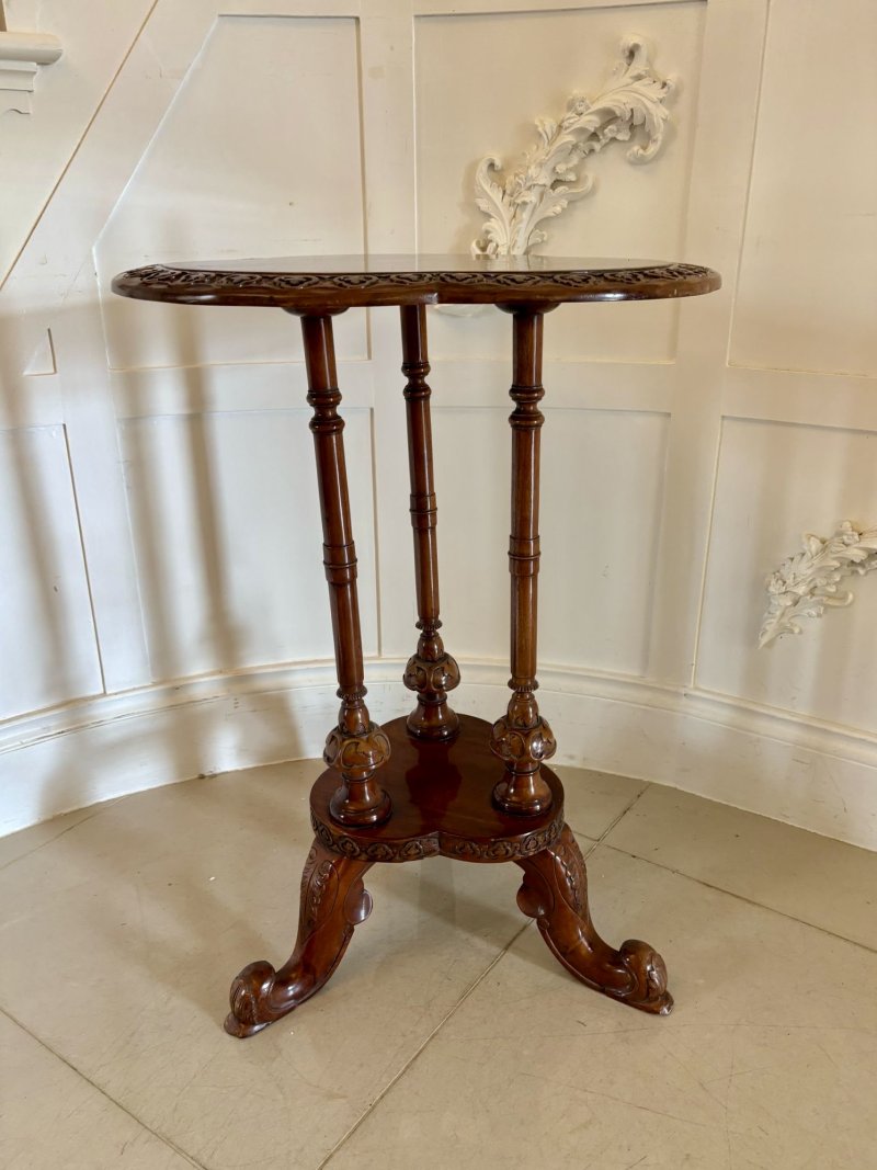 Antique Edwardian Carved Mahogany Lamp Table